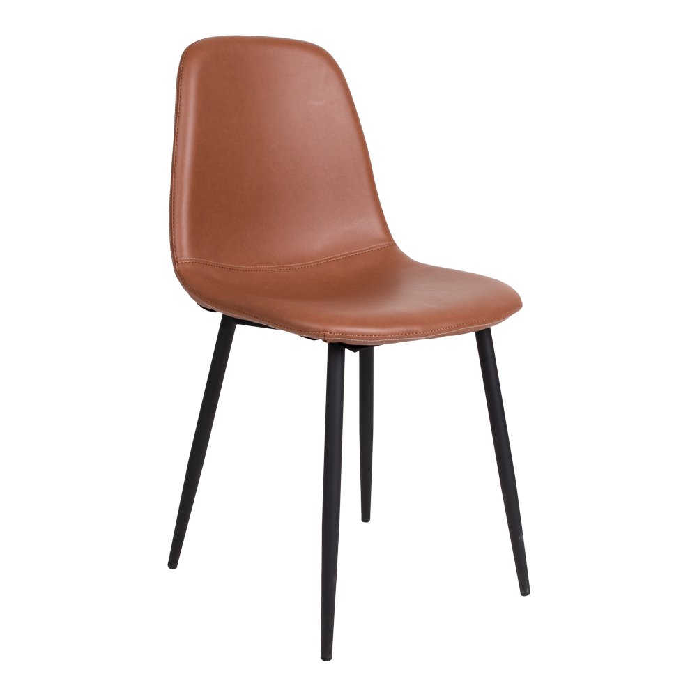 Chaise de salle à manger Stockholm - Marron, cuir PU, pieds en métal noir, 54x44x88cm - lot de 2