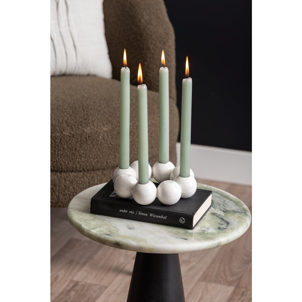 Table d'Appoint Force Marbre Vert et Manguier