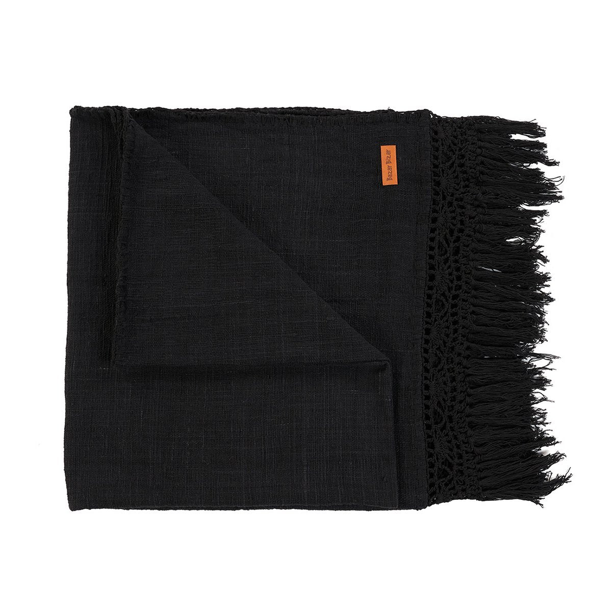 Jeté de lit Gypsy Noir en coton 122 × 260 cm