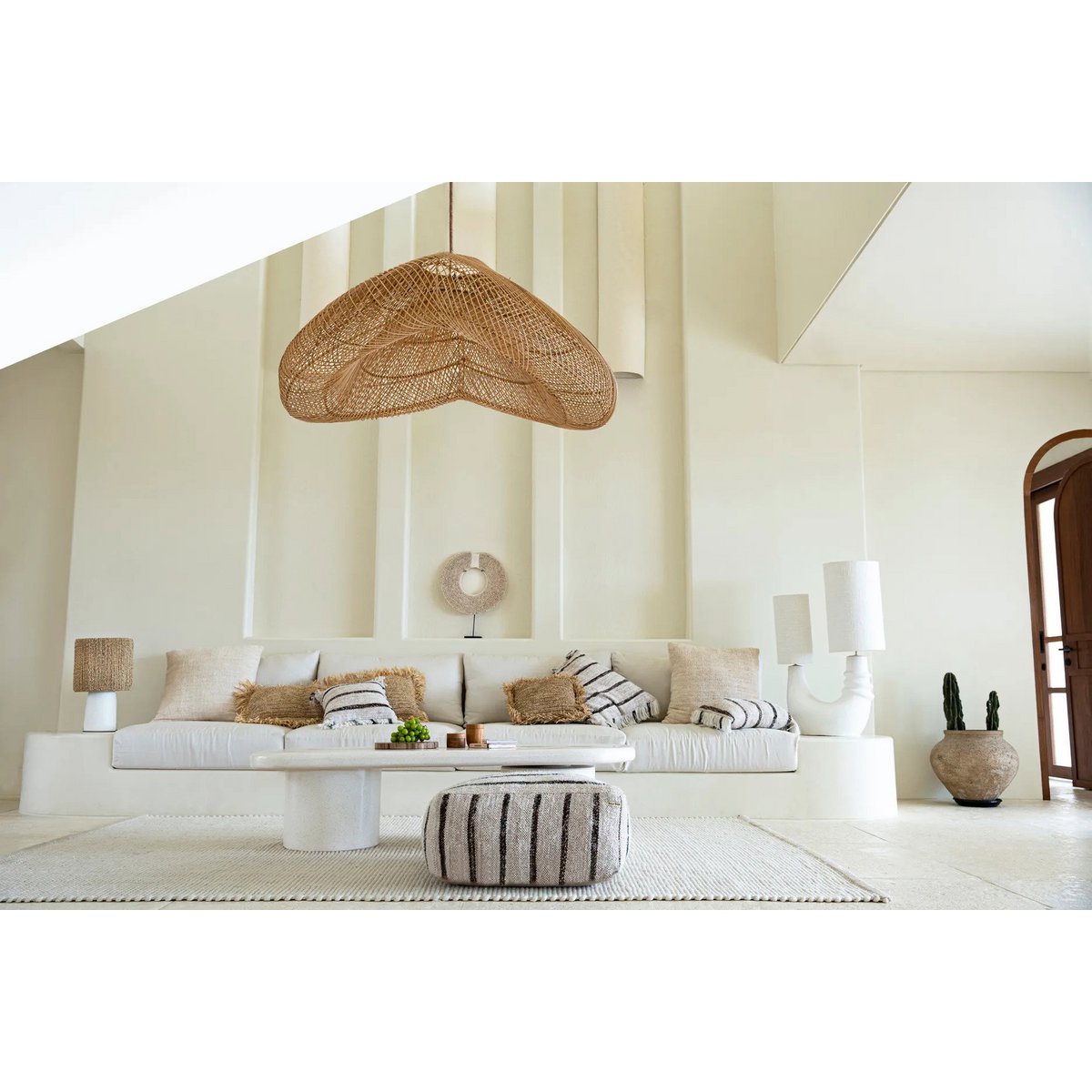Abat-jour suspension Nuage XXL en rotin naturel – 127 cm