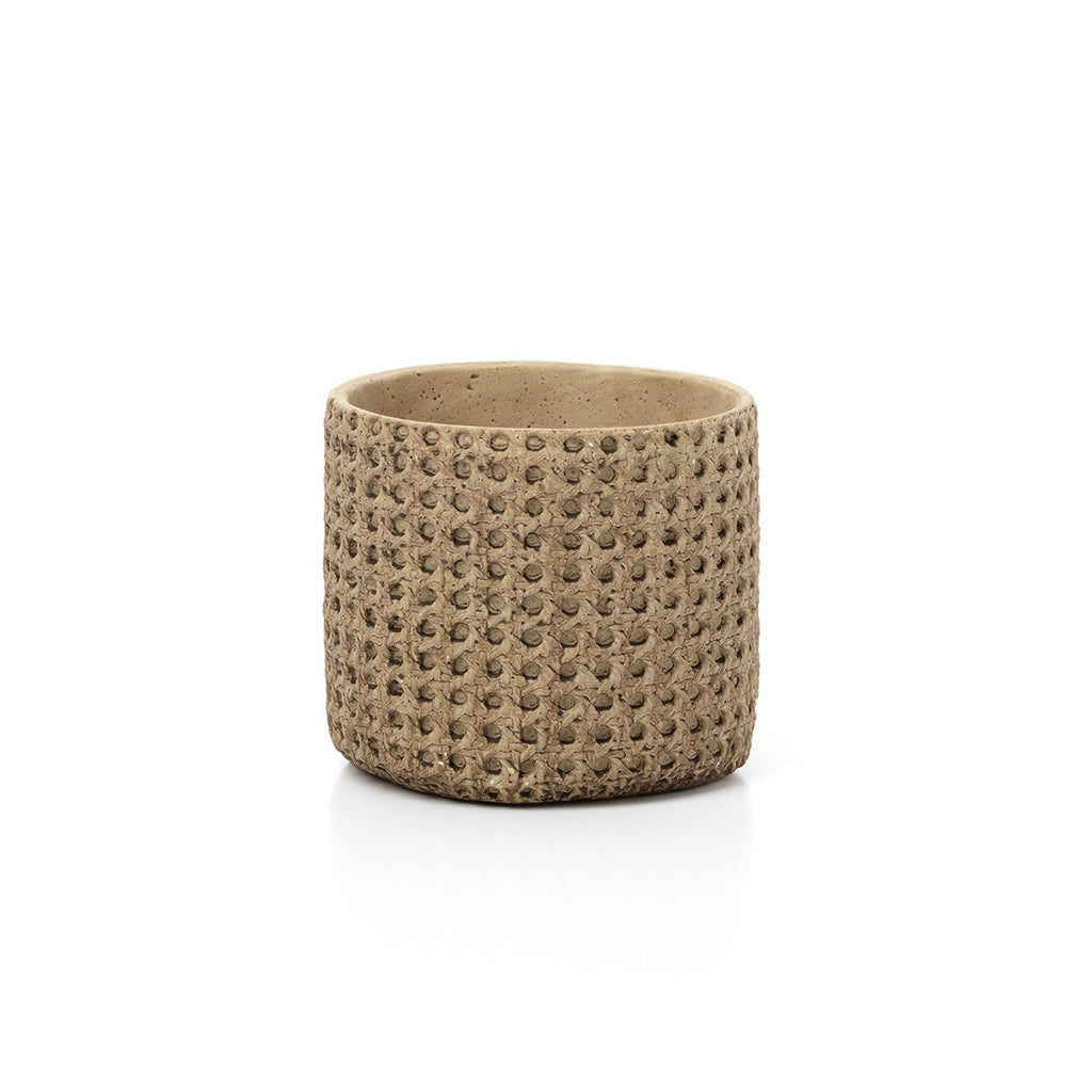 Cache-pot en béton effet rotin RattanRock – Naturel – Taille M | Bazar Bizar