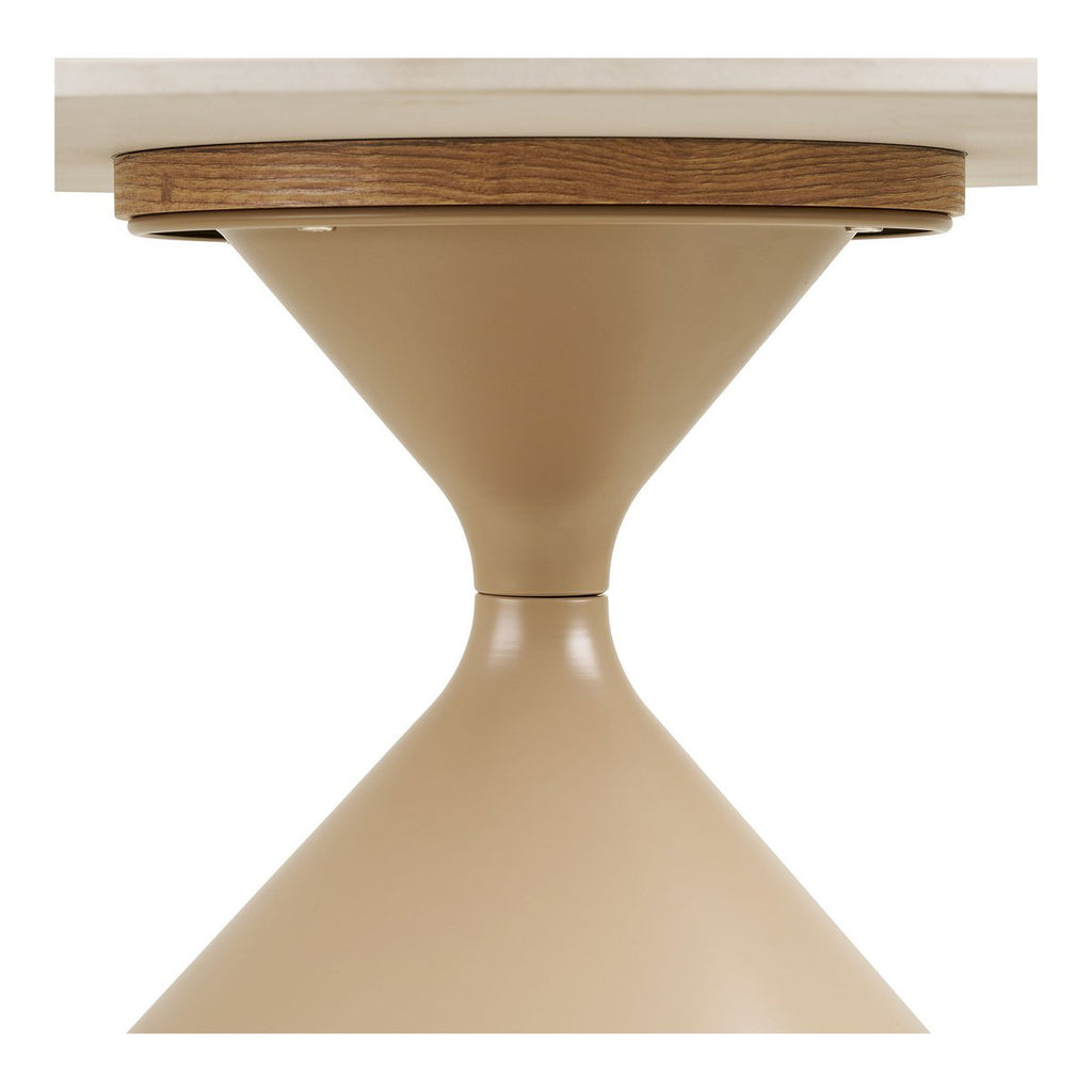 Table Basse Annecy - Céramique Travertin & Acier Sable, Ø70x41 cm