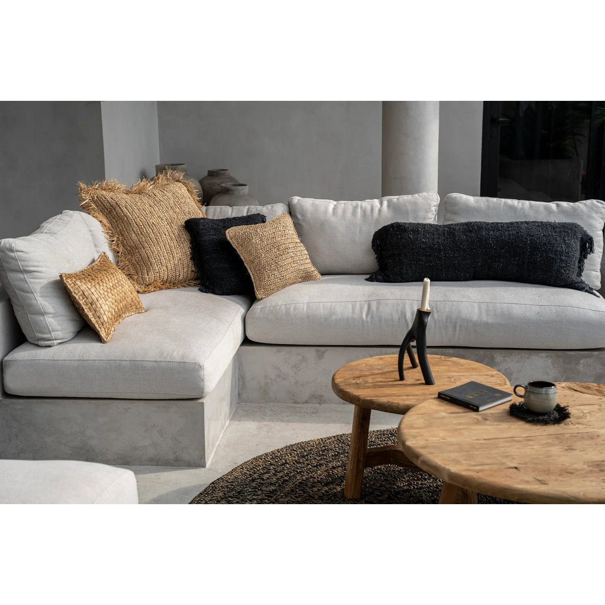 Housse de coussin en raphia – Naturel – 60×60cm | Bazar Bizar