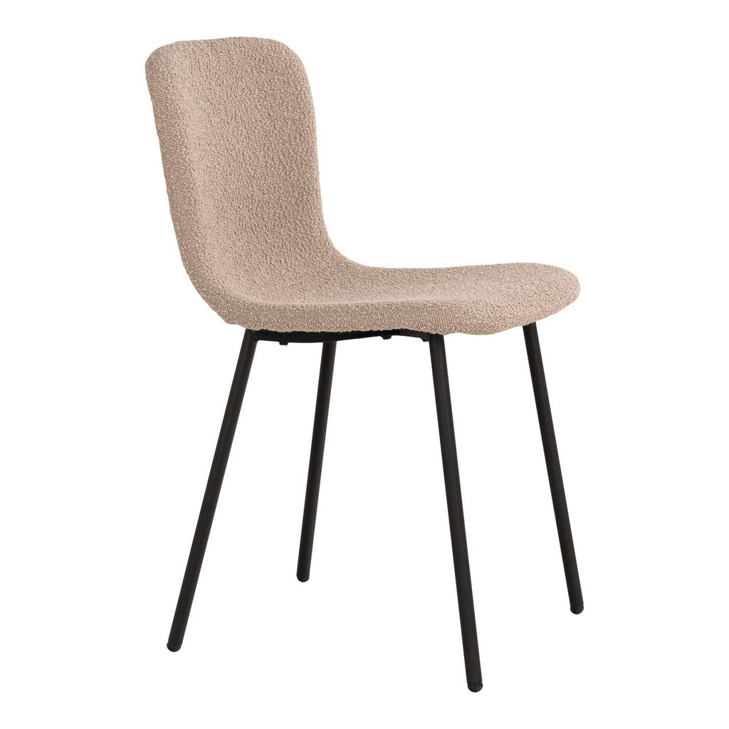 Chaise de salle à manger Halden – Bouclé beige & pieds noirs (lot de 2)