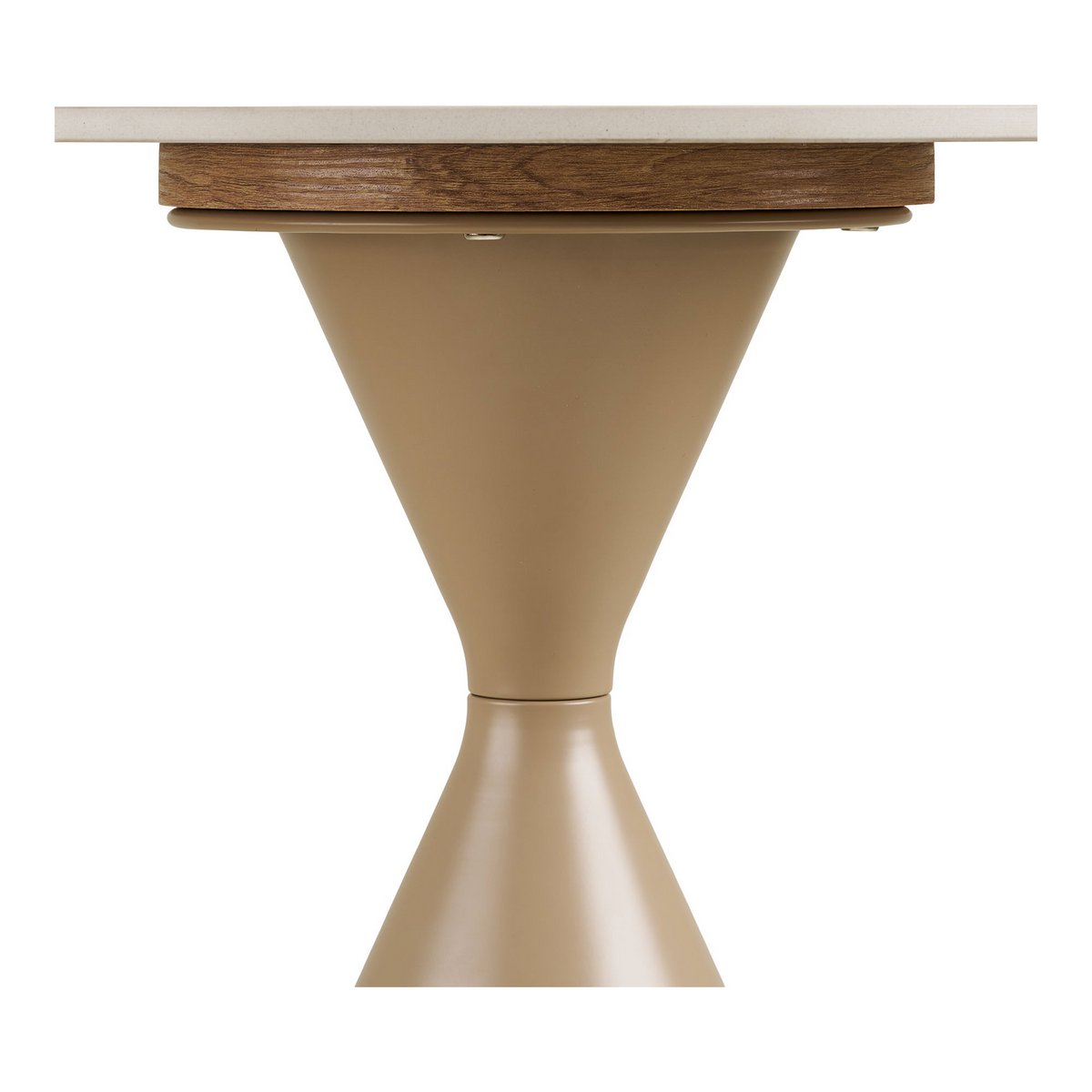 Table d'Appoint Annecy - Plateau Céramique Travertin & Pied Acier Sable, Ø50x56 cm