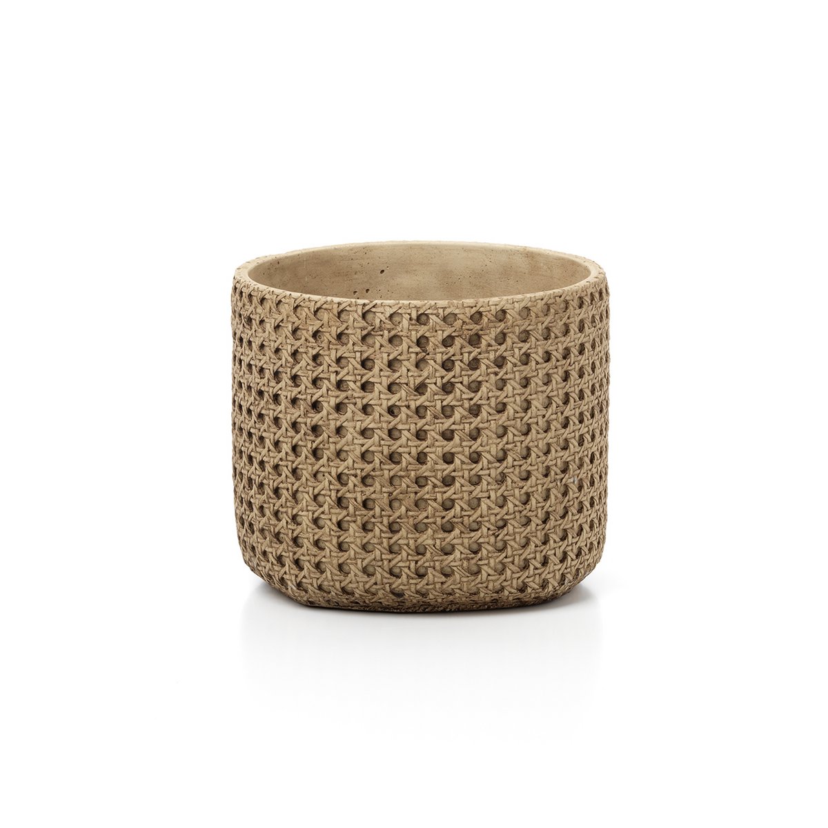 Jardinière en béton effet rotin RattanRock – Naturel – L | Bazar Bizar
