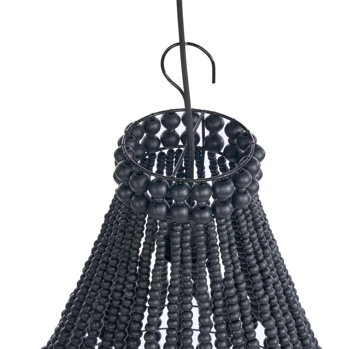 Lustre en perles de bois Teardrop – Noir – M | Bazar Bizar