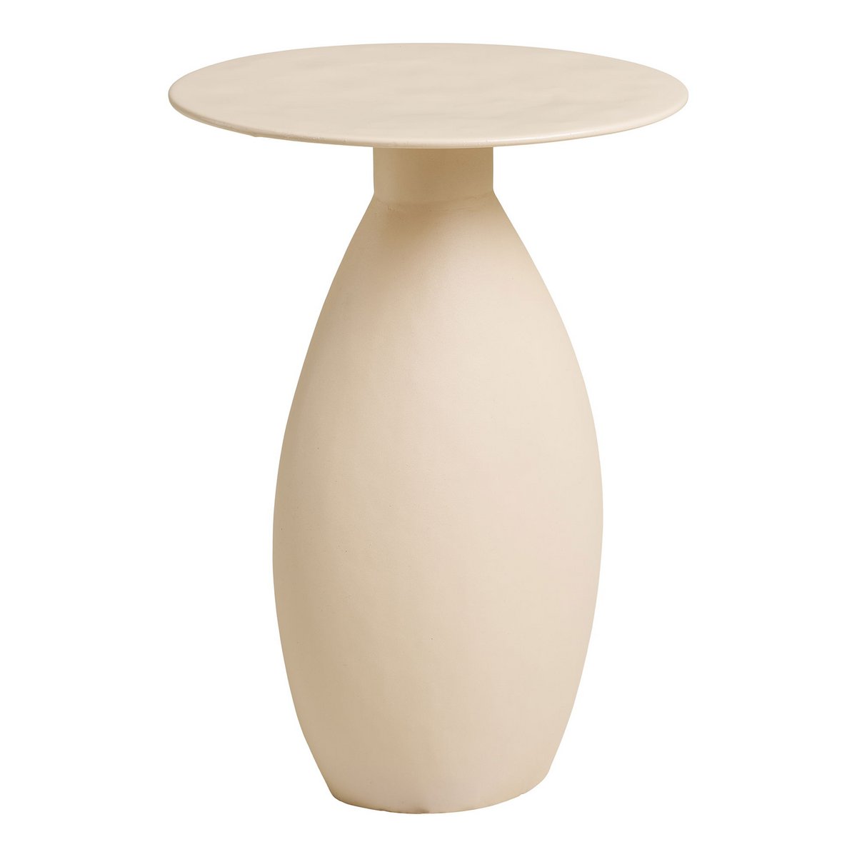 Table d'Appoint Calais - Métal Émaillé Blanc Cassé, Ø36x50 cm
