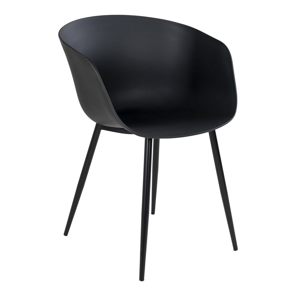 Chaise de salle à manger Roda – PP & acier noir (lot de 2)