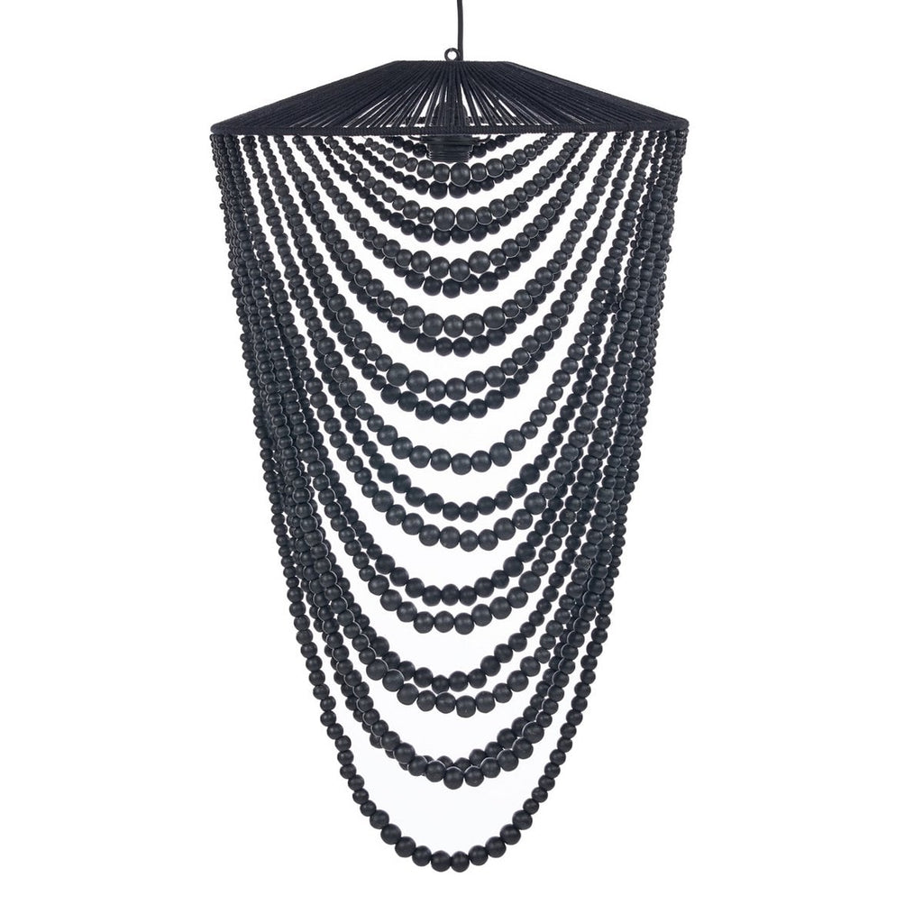 Le Lustre en Perles de Bois - Noir - L
