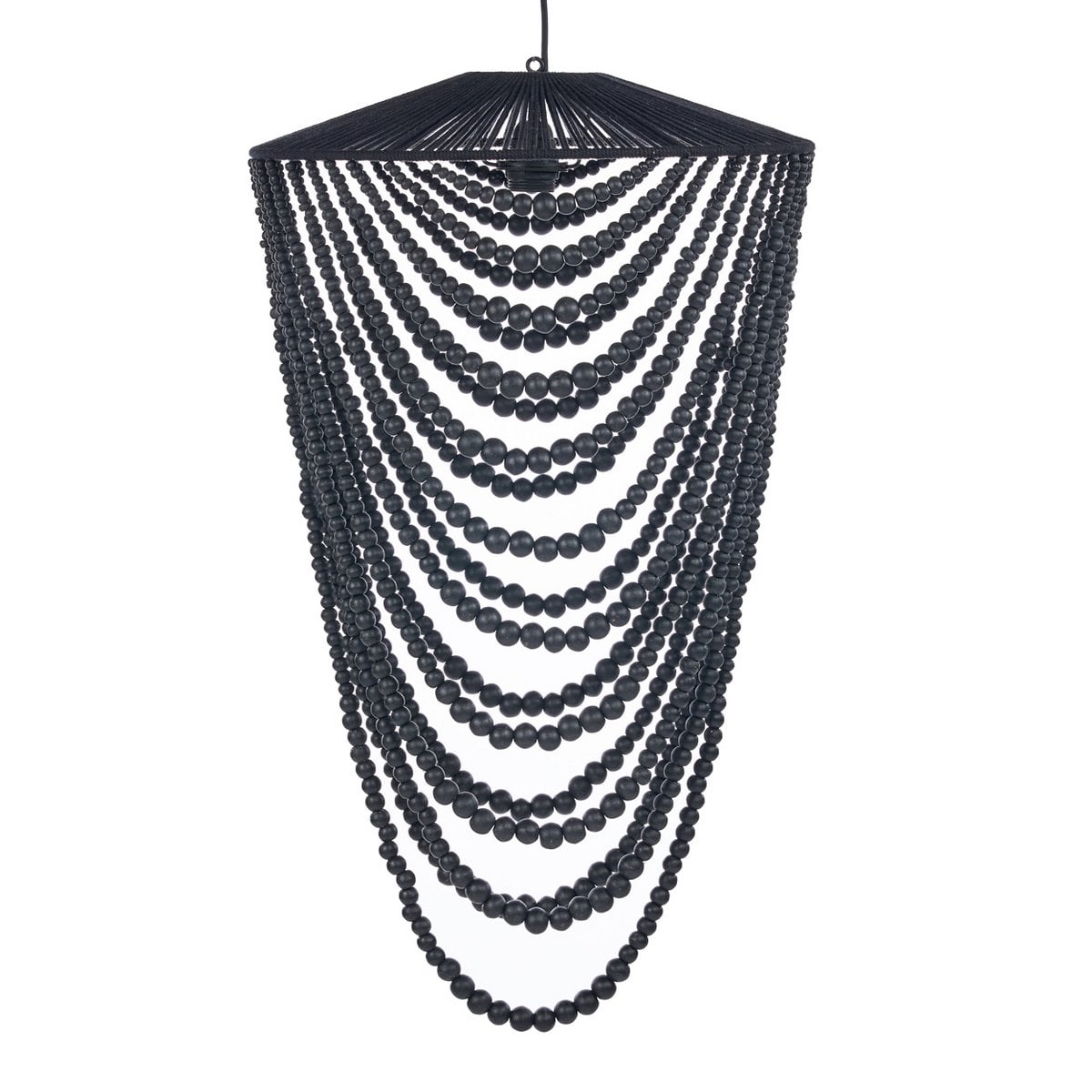Le Lustre en Perles de Bois - Noir - L