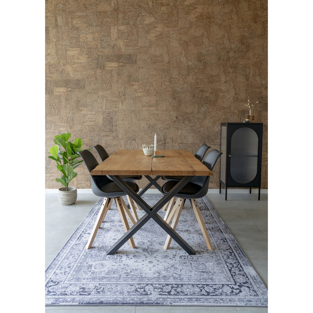 Chaise de salle à manger Bergen – Cuir PU noir & bois (lot de 2)