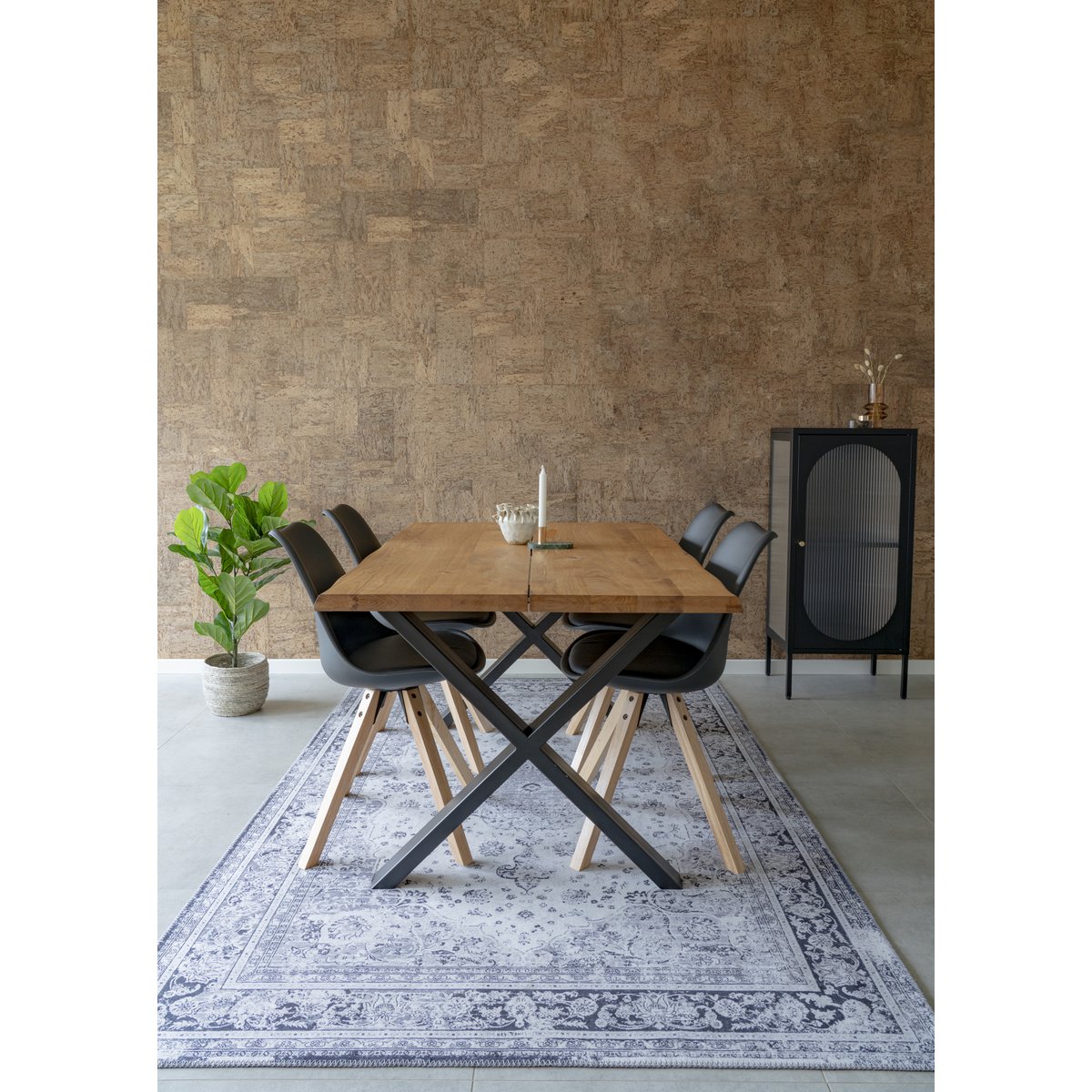 Chaise de salle à manger Bergen – Cuir PU noir & bois (lot de 2)