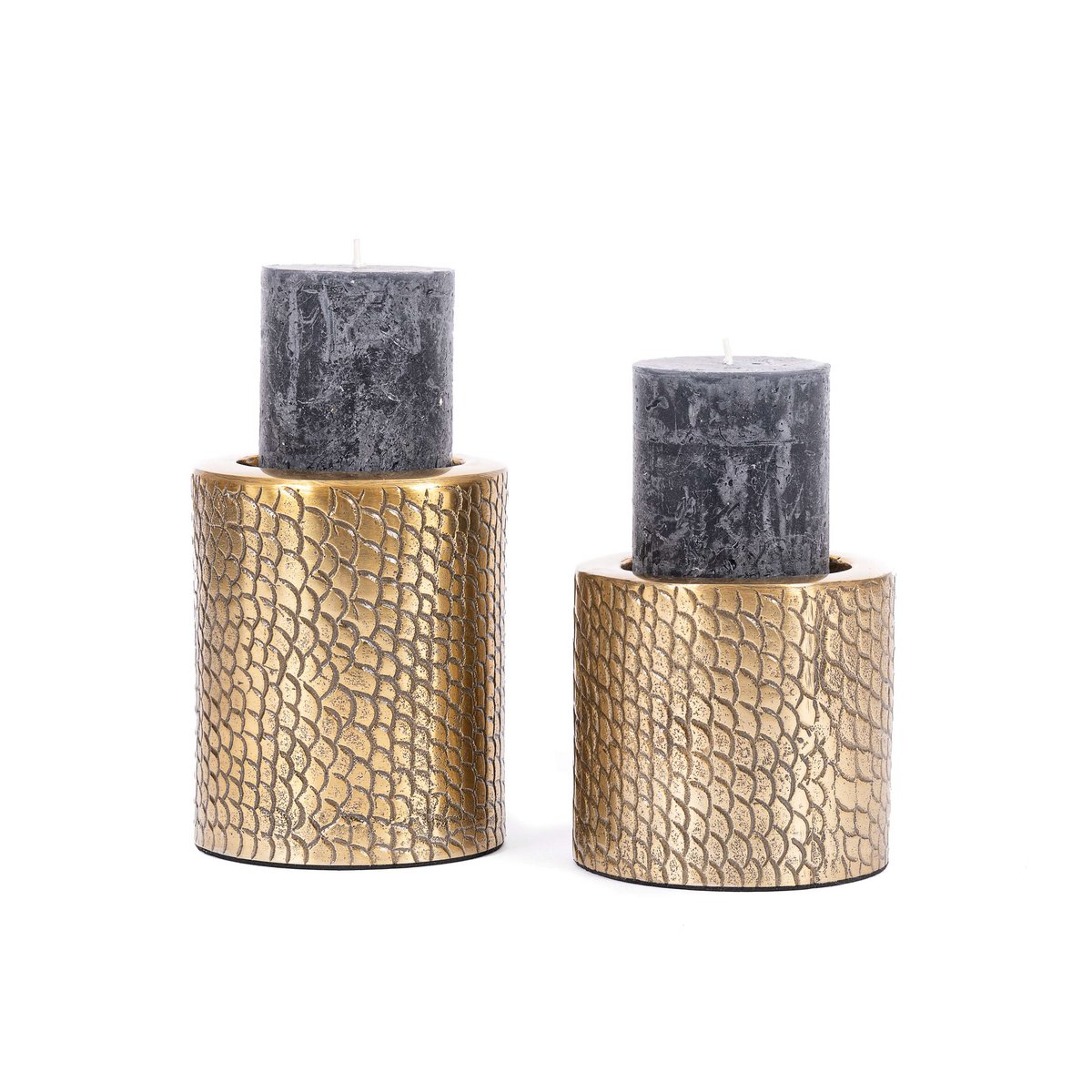 Bougeoir en aluminium Croco – Doré – L | Bazar Bizar