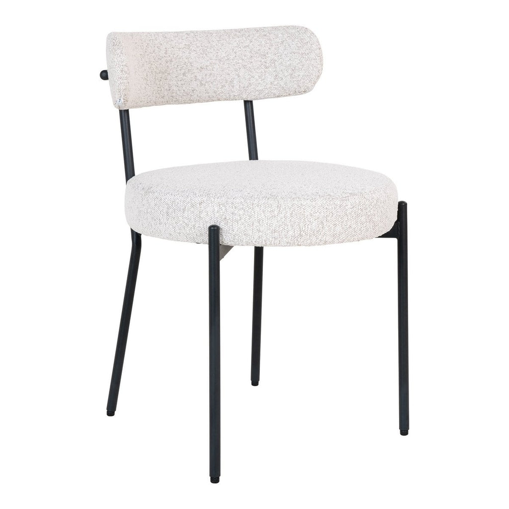 Chaise de Salle à Manger Badalona - Bouclé Blanc, Pieds Noirs - Lot de 2