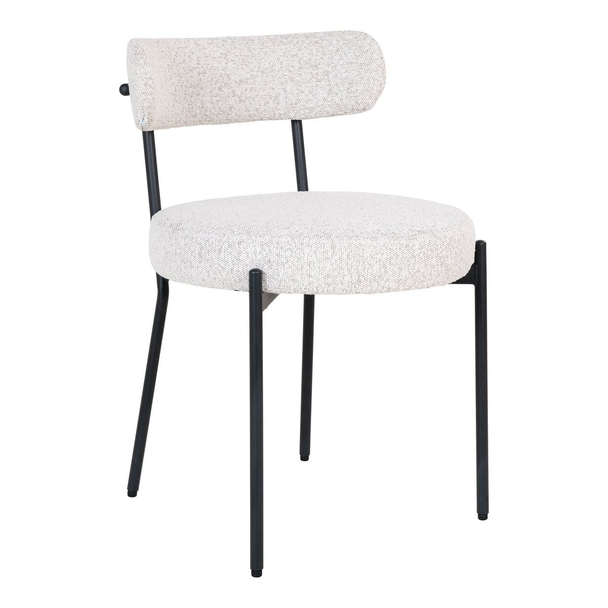 Chaise de Salle à Manger Badalona - Bouclé Blanc, Pieds Noirs - Lot de 2