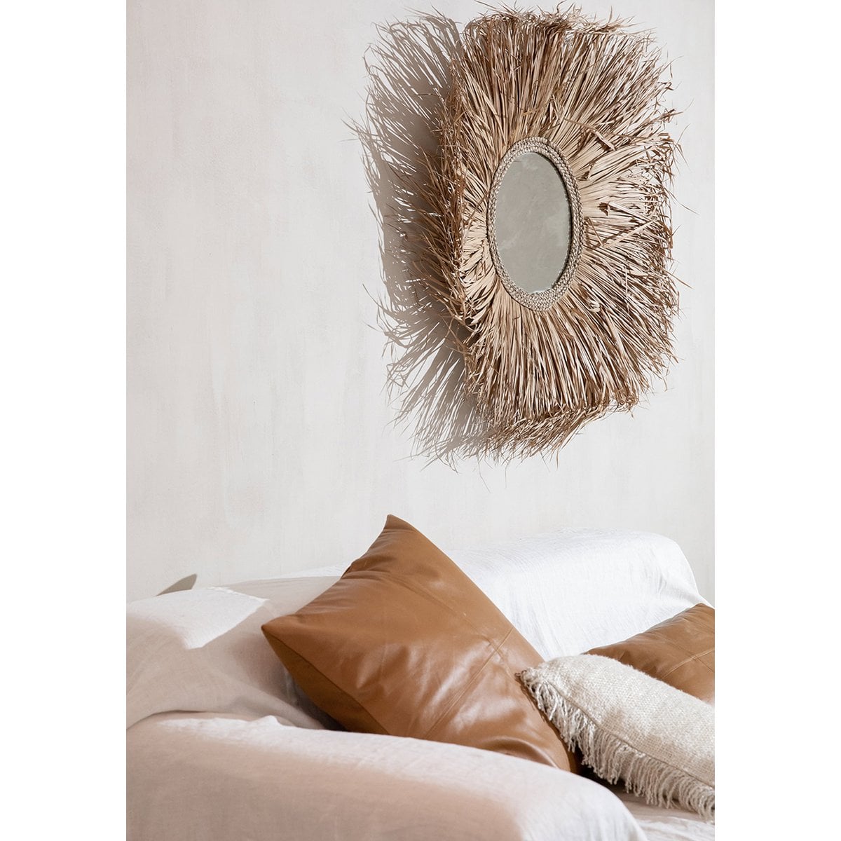Housse de Coussin en Cuir à Quatre Panneaux - Camel - 60x60