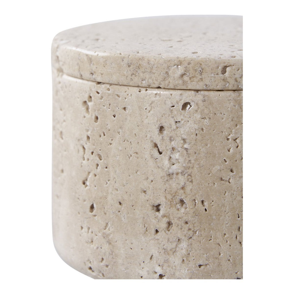 Pot de rangement en travertin naturel – Ø10x6,5 cm
