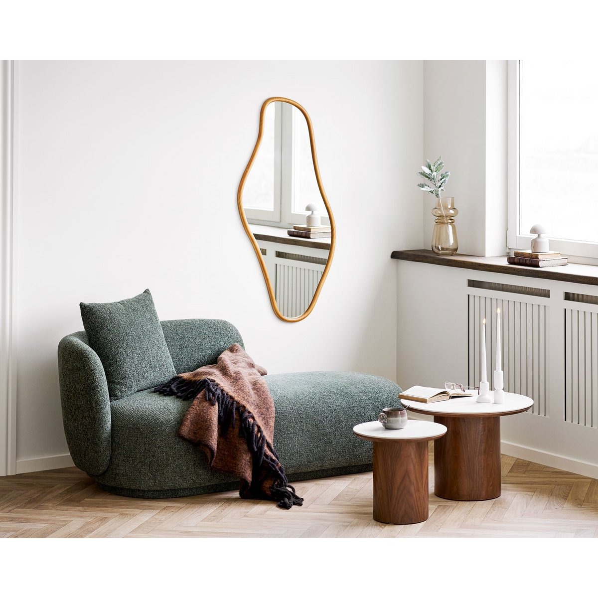 Table Basse Noli - Céramique & Frêne, Ø60x42 cm