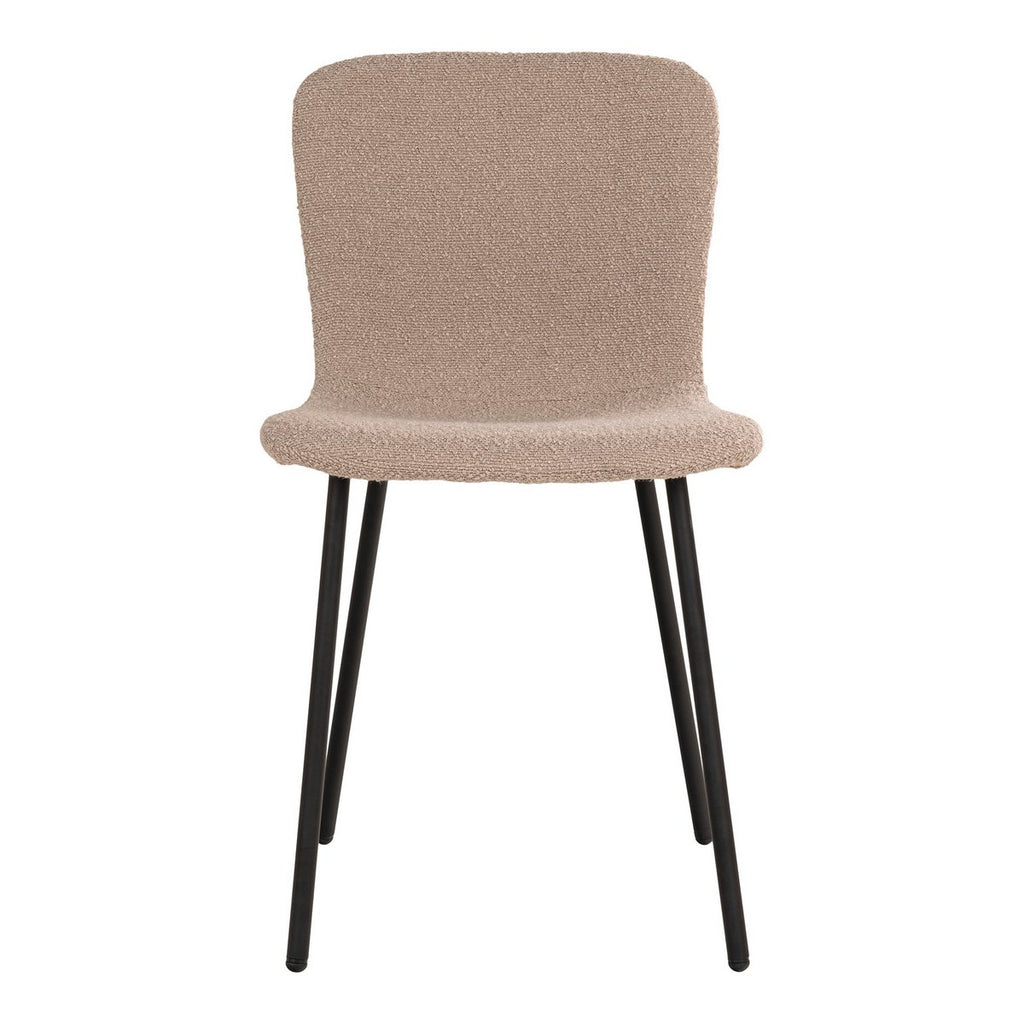 Chaise de salle à manger Halden – Bouclé beige & pieds noirs (lot de 2)