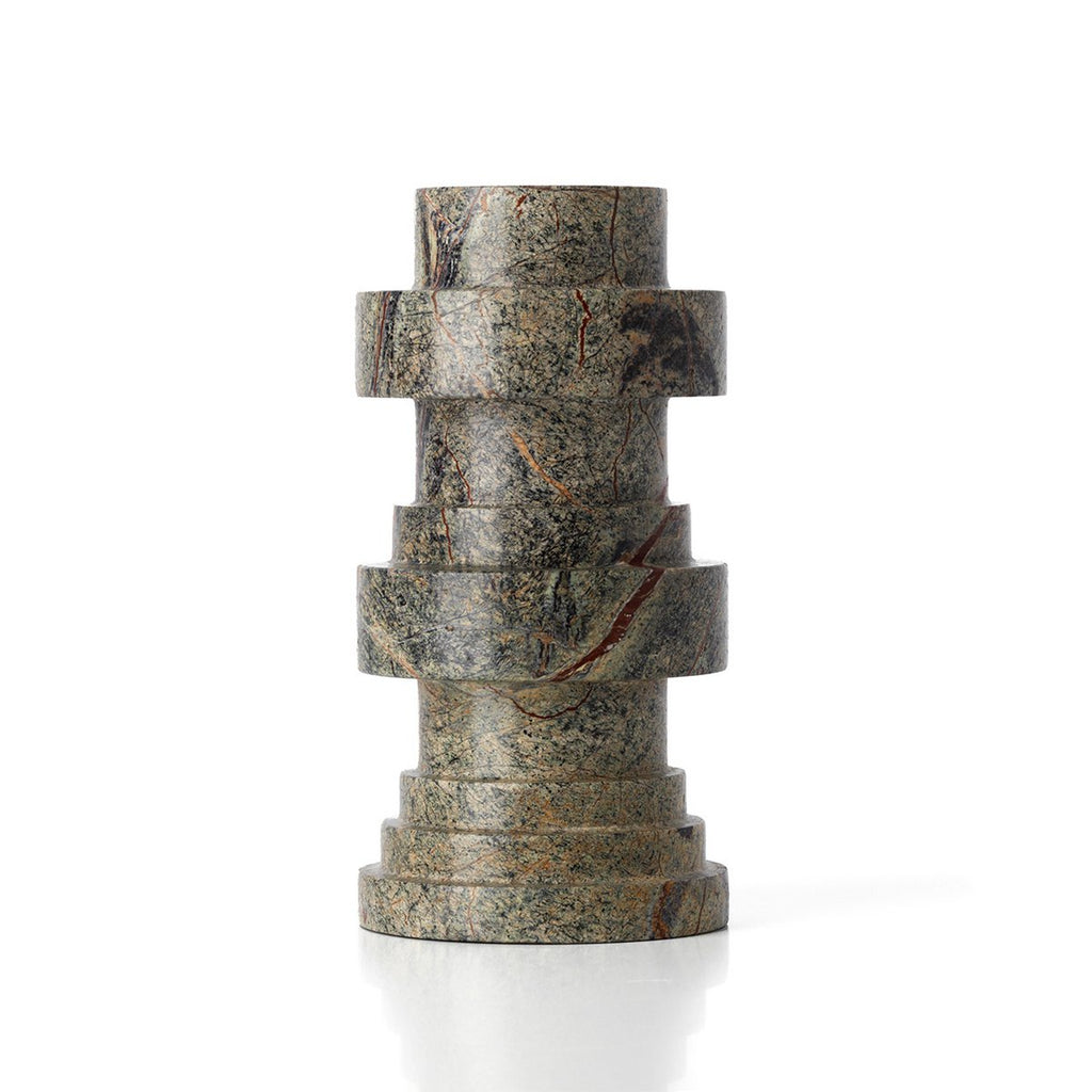 Bougeoir totémique en marbre Bidasar vert – The Bidasar Totem | Bazar Bizar