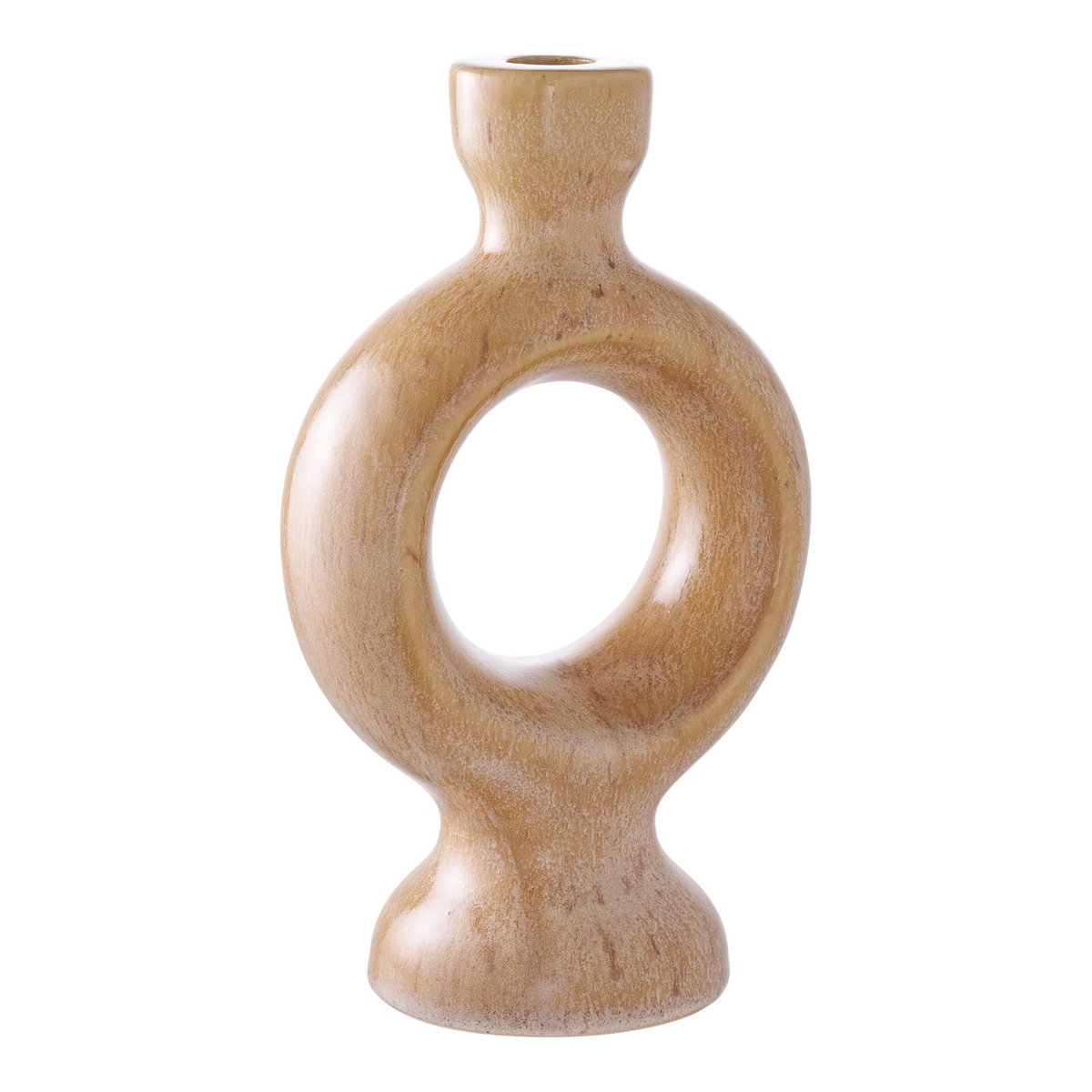Bougeoir en Céramique Marron - Design Circulaire, 13,5x8,8x23,5 cm