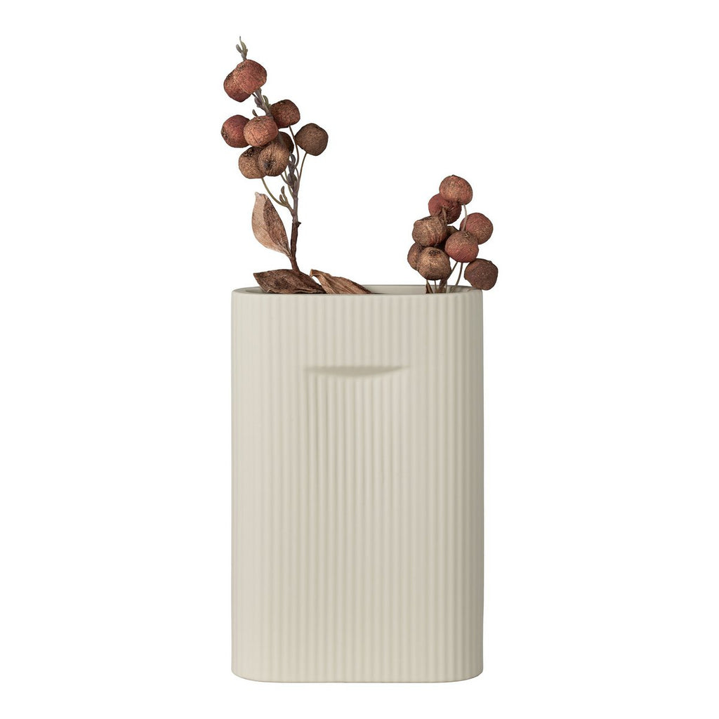 Vase en Céramique Gris - Forme Ovale, 16,5x6,5x26 cm