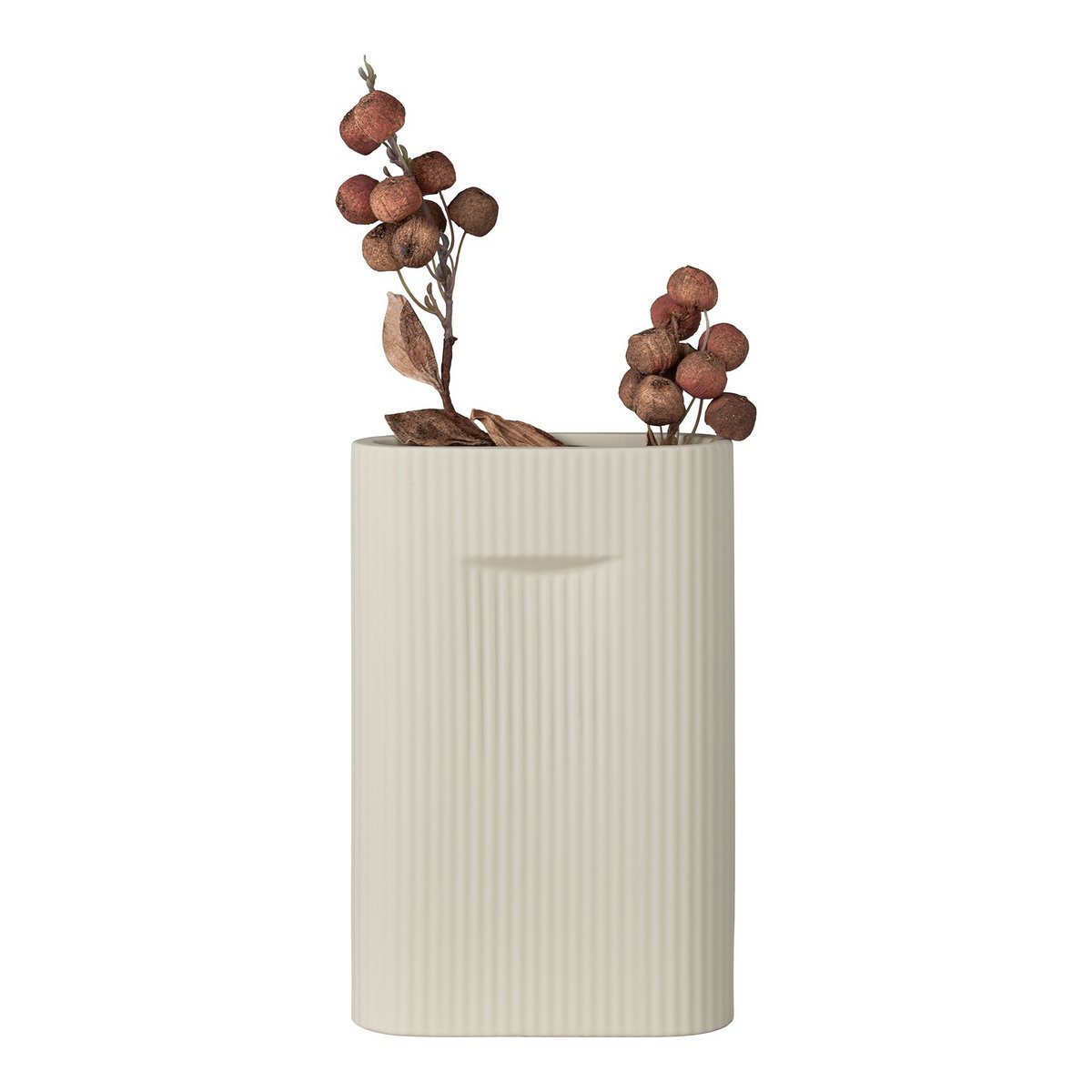 Vase en Céramique Gris - Forme Ovale, 16,5x6,5x26 cm