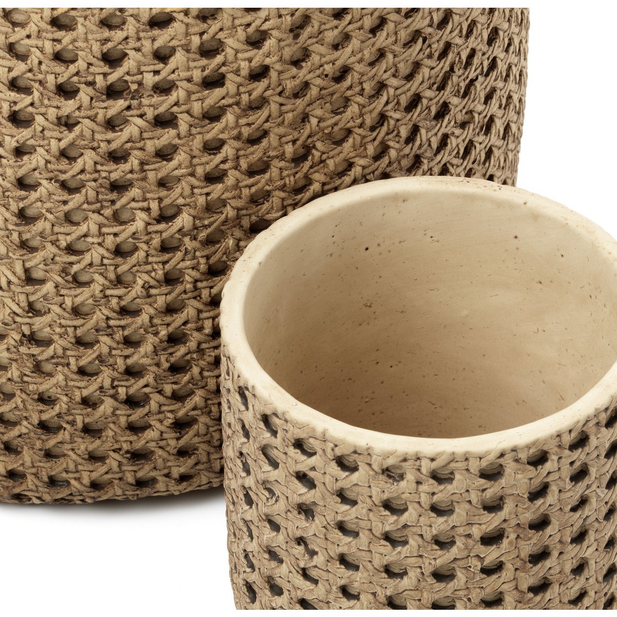 Cache-pot en béton effet rotin RattanRock – Naturel – Taille M | Bazar Bizar