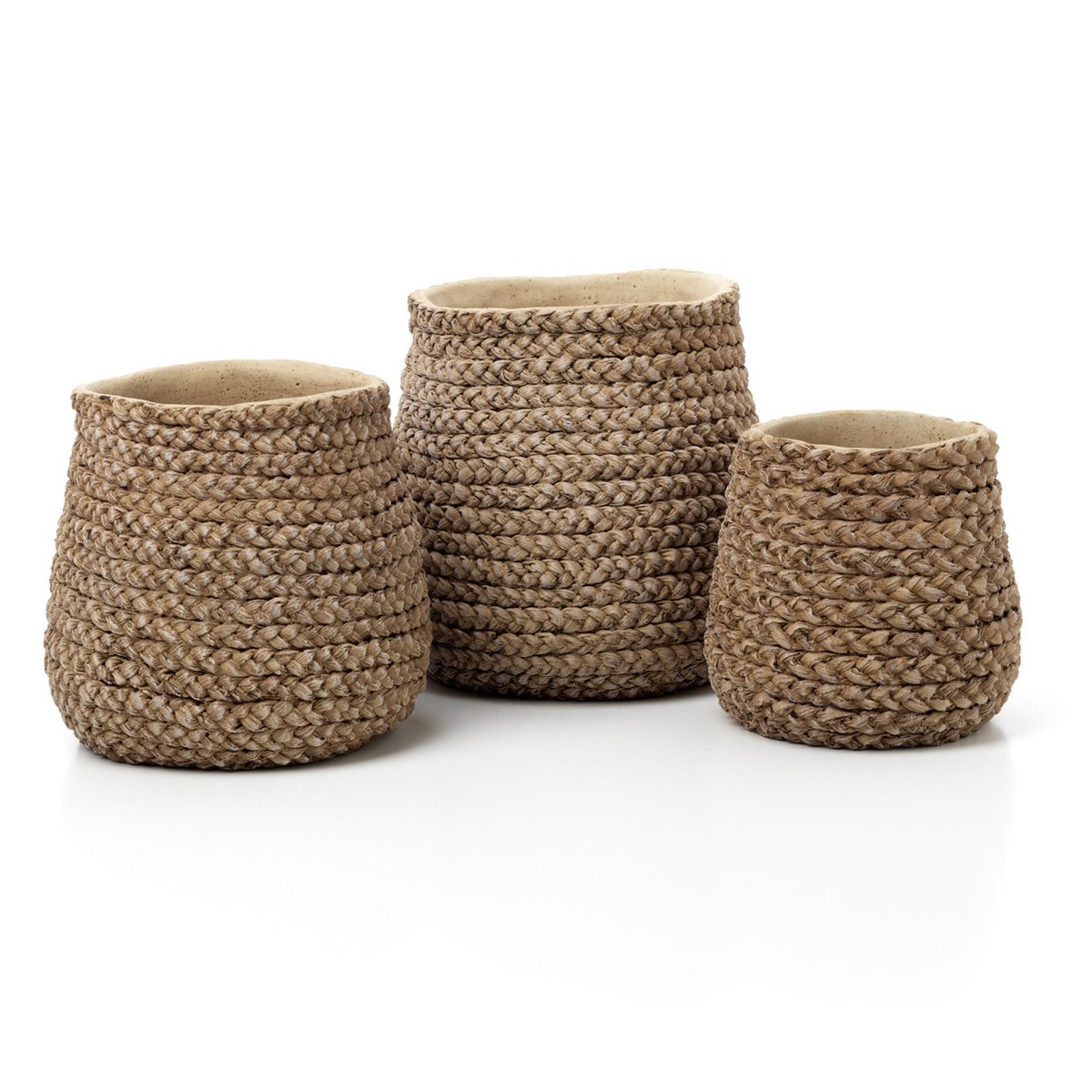 Jardinière en béton effet tressé – Naturel – L | Bazar Bizar
