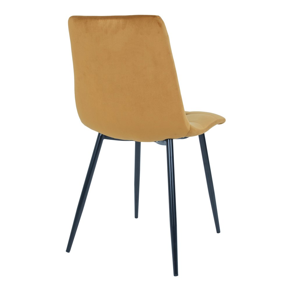 Chaise de salle à manger Middelfart – Velours polyester, acier, jaune moutarde – Lot de 2