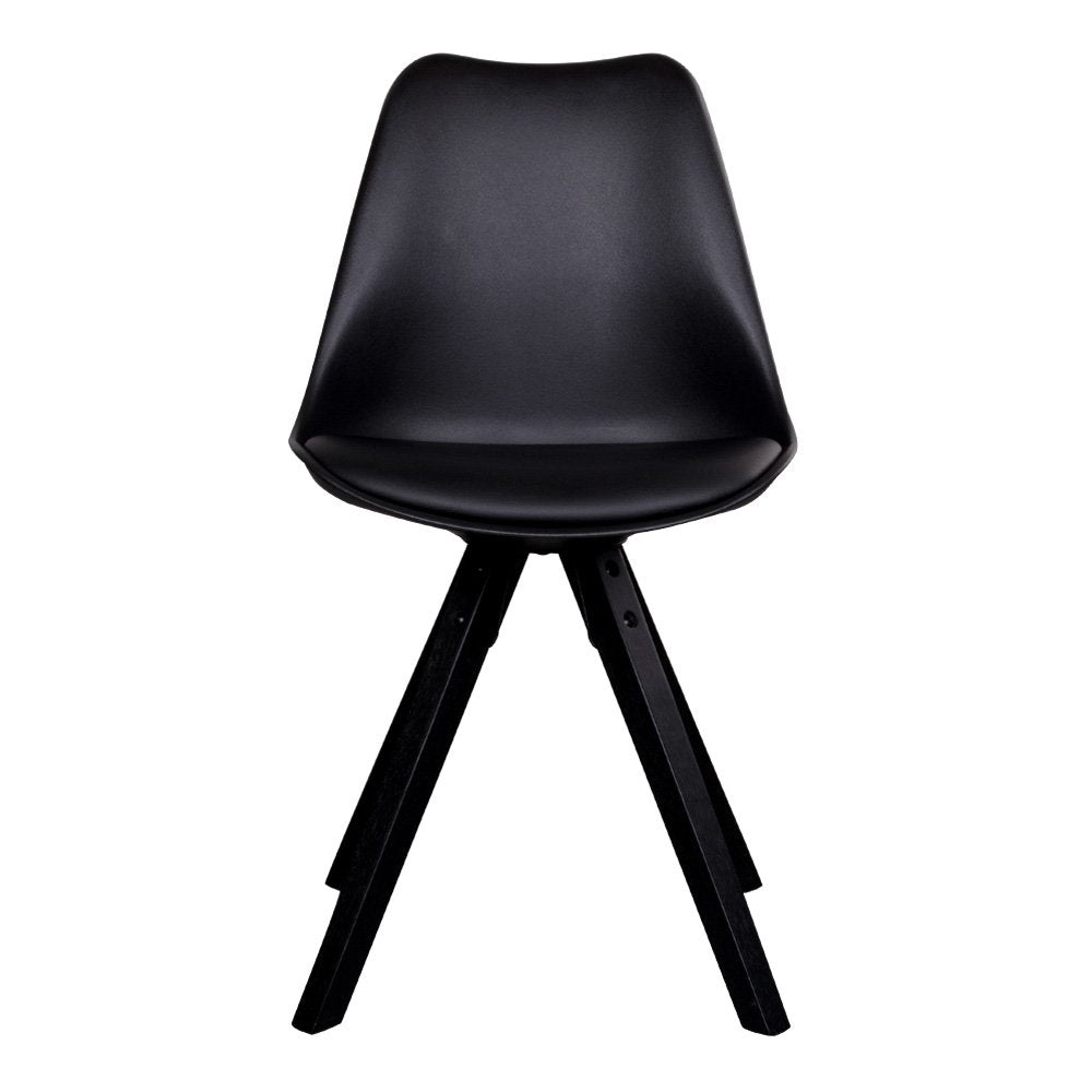 Chaise de salle à manger Bergen – Cuir PU noir & bois noir (lot de 2)