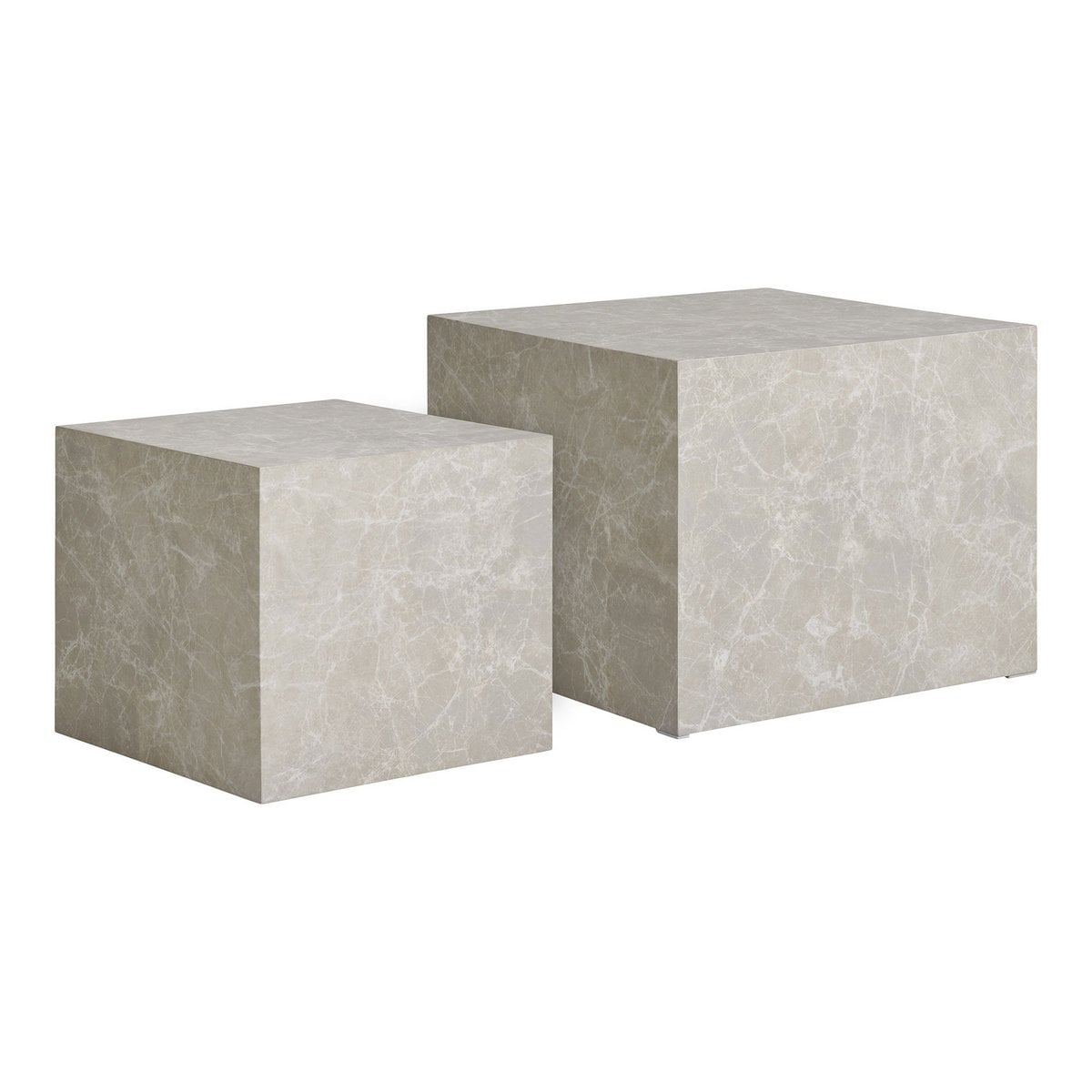 Tables Basses Prague - Aspect Marbre Beige, Lot de 2 (42 & 50 cm)