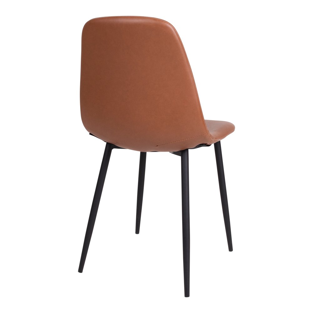 Chaise de salle à manger Stockholm - Marron, cuir PU, pieds en métal noir, 54x44x88cm - lot de 2