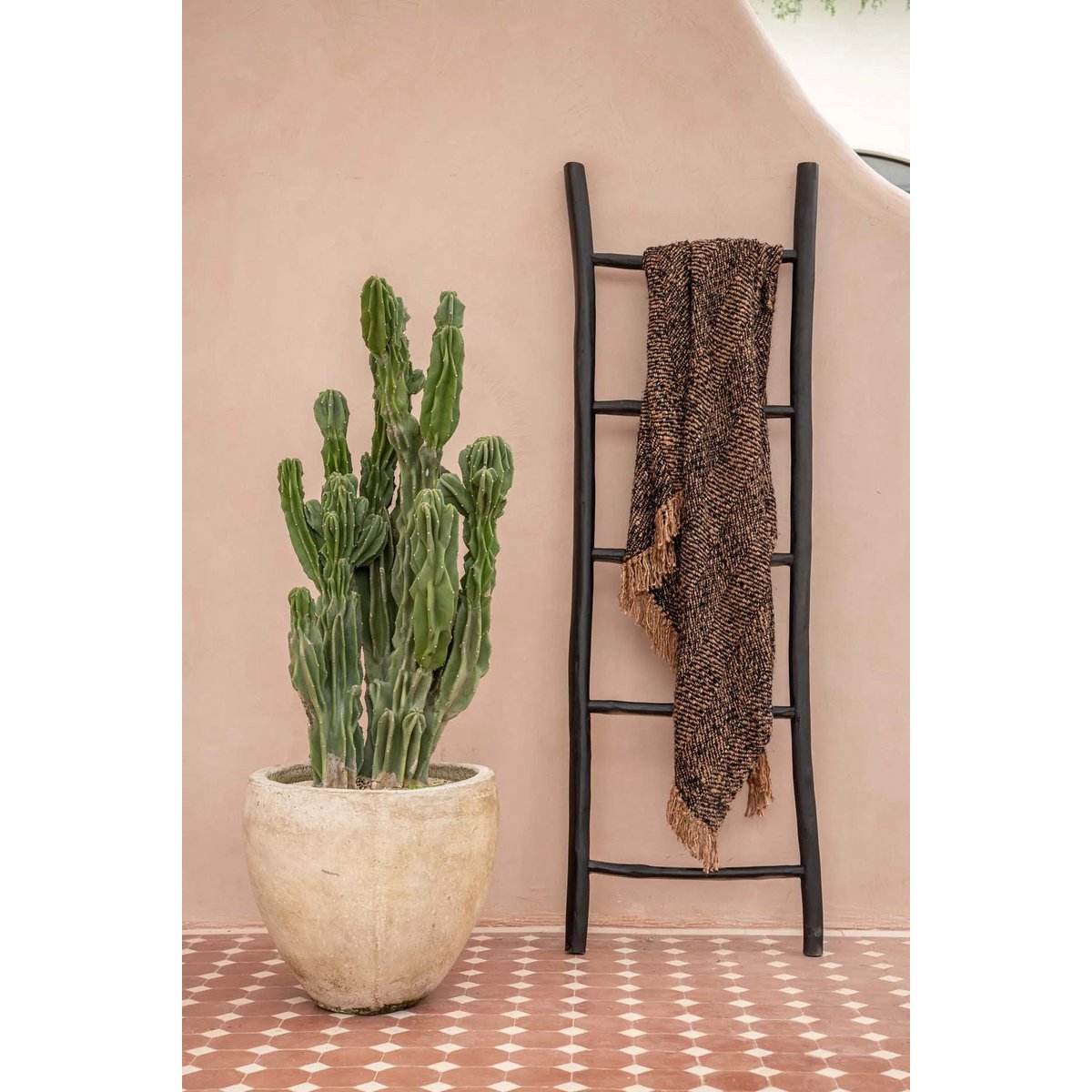 Échelle décorative en teck Tulum – Noir – 165cm | Bazar Bizar