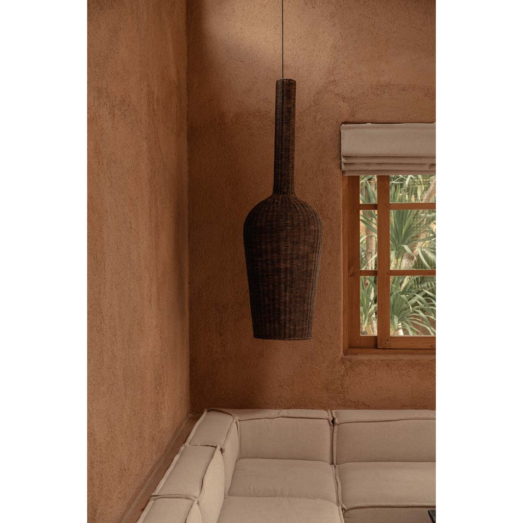 Abat-jour suspension Amphore XXL en rotin marron – 156 cm