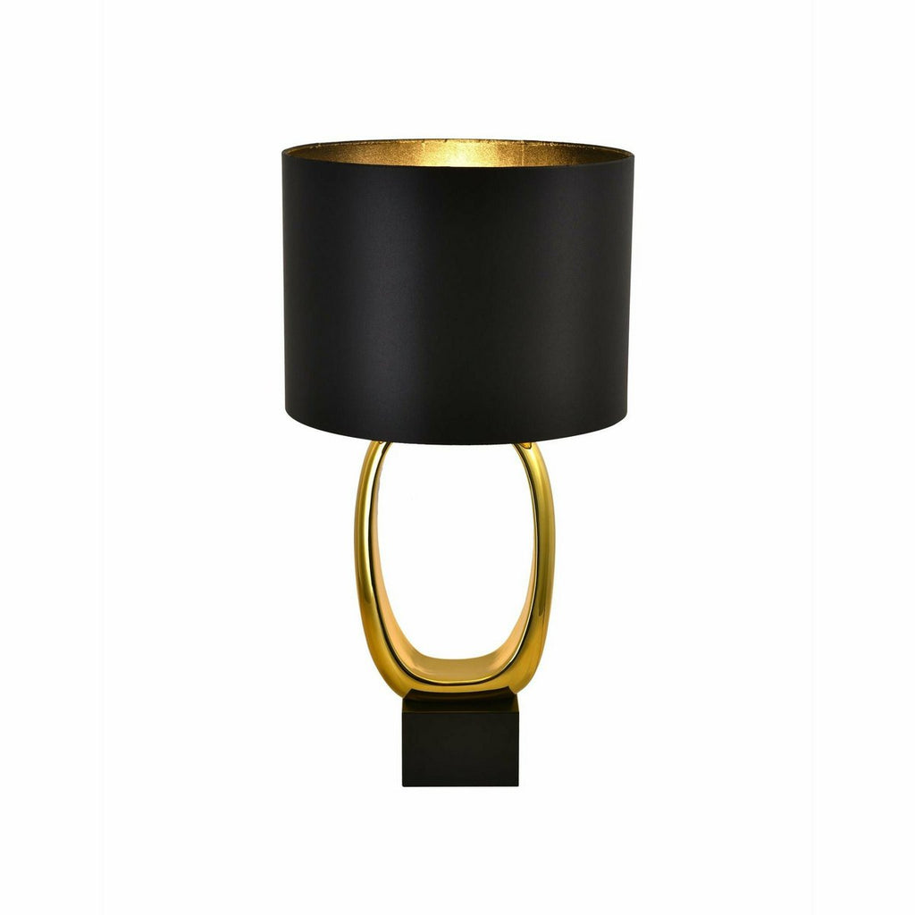 Lampe à poser Mara dorée avec abat-jour noir satiné