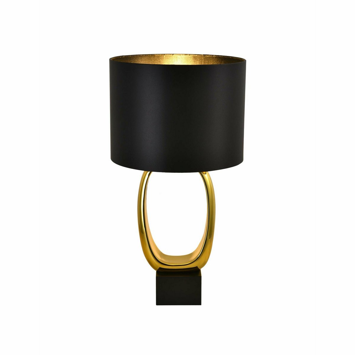 Lampe à poser Mara dorée avec abat-jour noir satiné