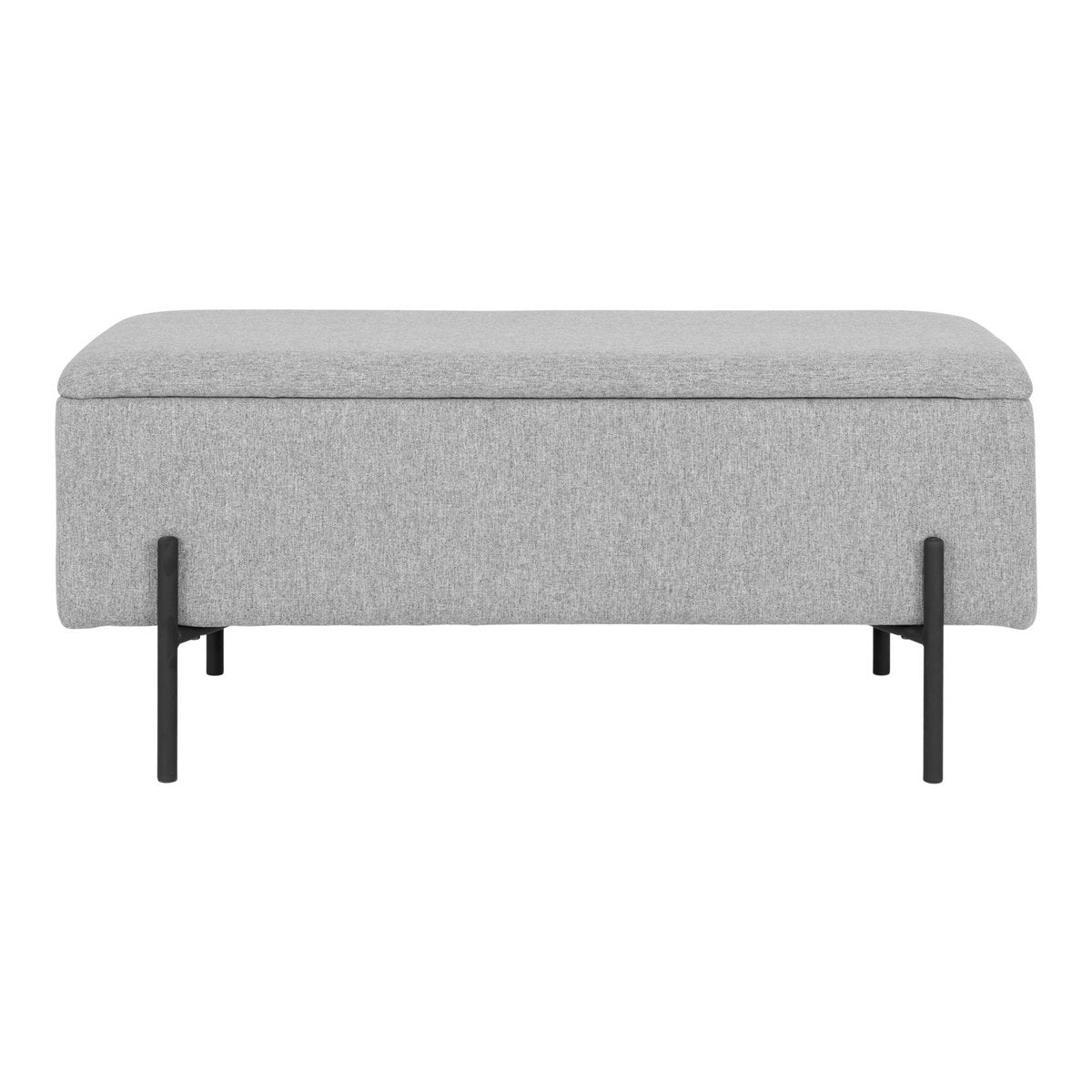 Banc coffre Watford – Polyester gris clair & pieds métal noir