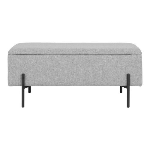 Banc coffre Watford – Polyester gris clair & pieds métal noir