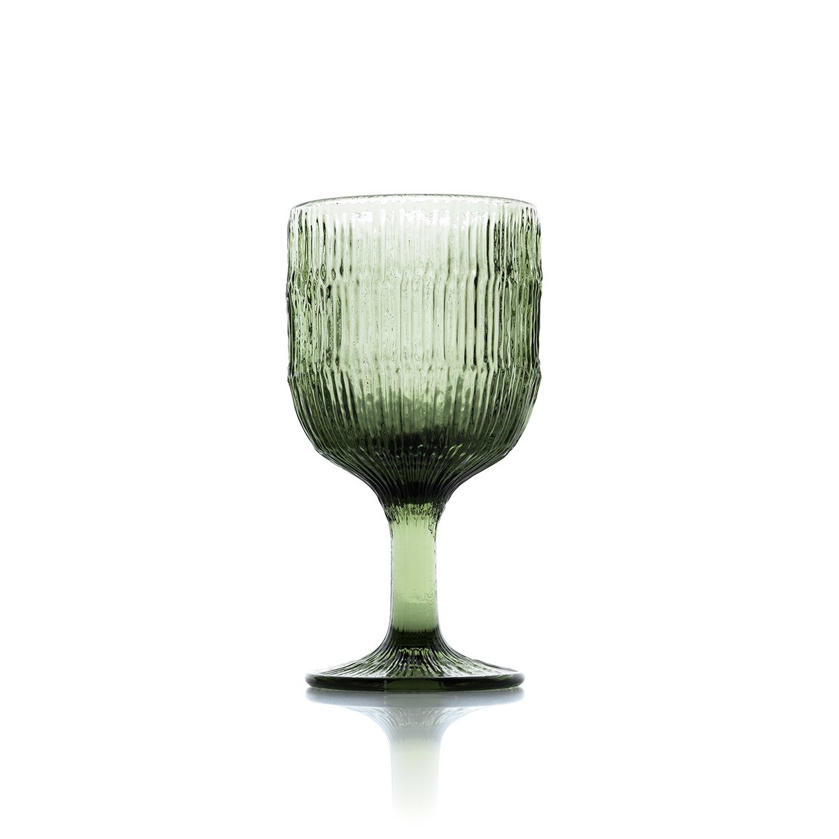 Verre à vin en verre recyclé Moss Ripple – Vert | Bazar Bizar