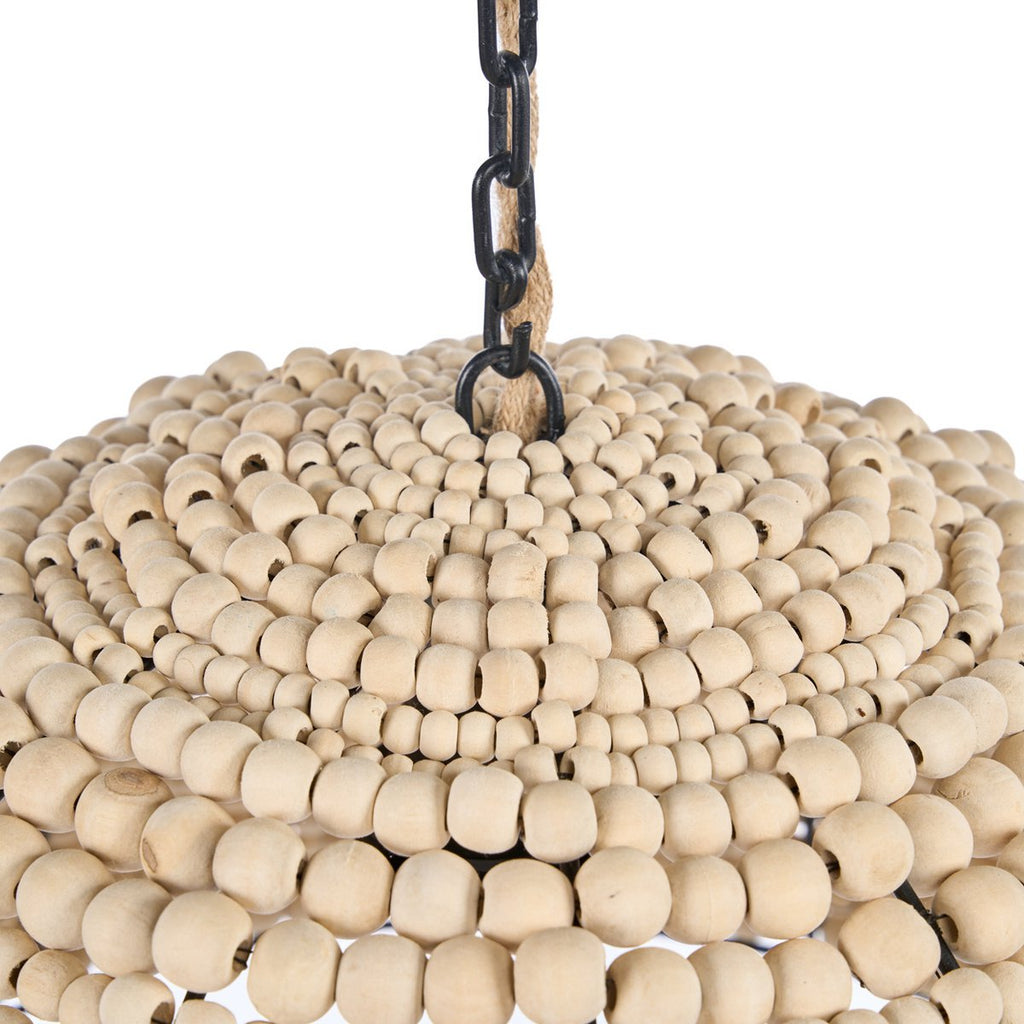 Suspension dôme en perles de bois – Naturel | Bazar Bizar