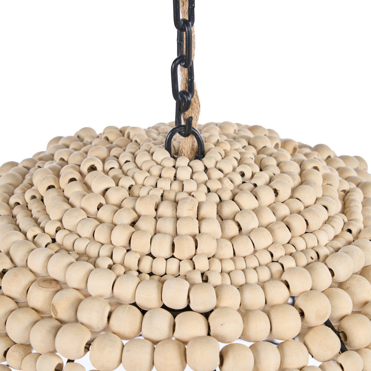 Suspension dôme en perles de bois – Naturel | Bazar Bizar