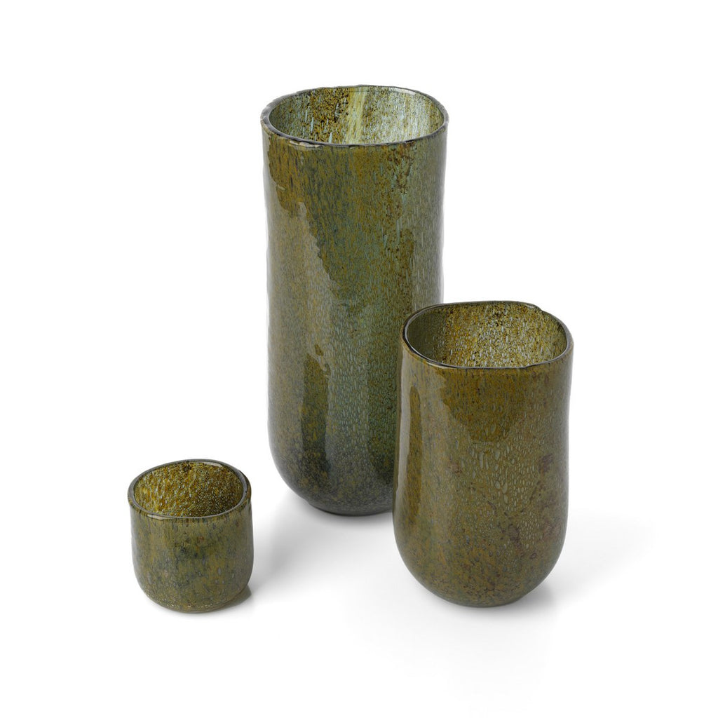 Vase Forest vert olive haut en verre soufflé – 33 cm