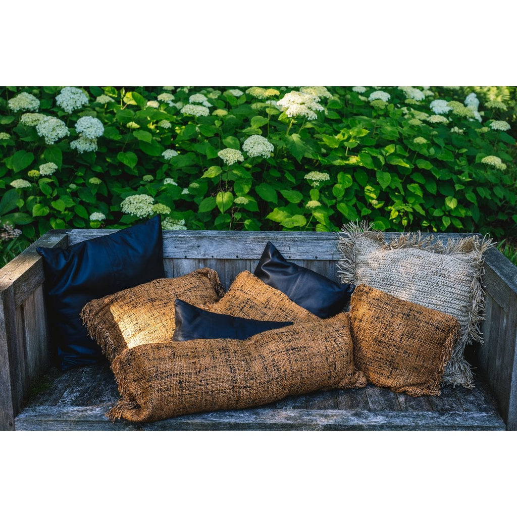 La Housse de Coussin en Cuir à Quatre Panneaux - Noir - 40x40