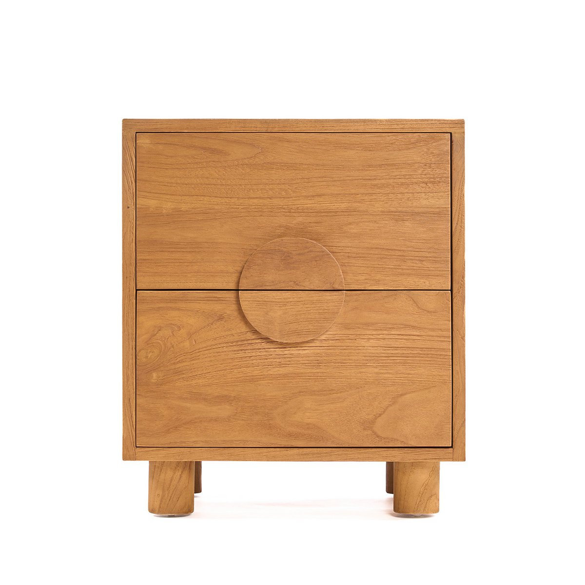 Table de nuit en teck massif Eclipse – Naturel – 2 tiroirs | Bazar Bizar