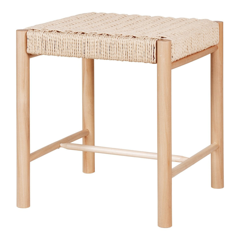 Tabouret Abano - Bois de Peuplier, Corde de Papier, Naturel - 42x42x46,5 cm