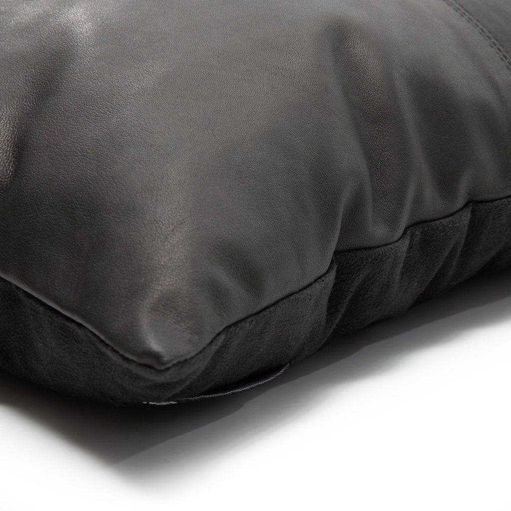 La Housse de Coussin en Cuir à Quatre Panneaux - Noir - 40x40