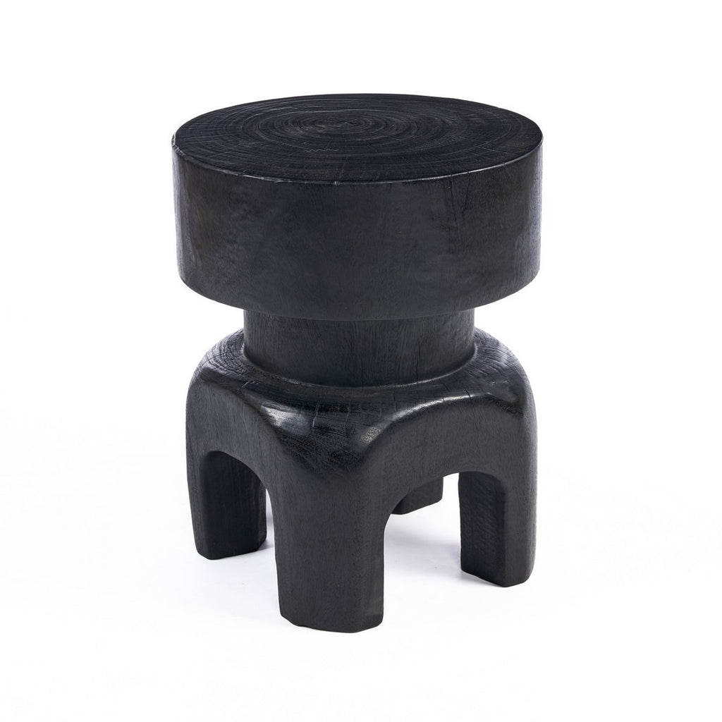Tabouret en bois massif Squat Spot – Noir | Bazar Bizar