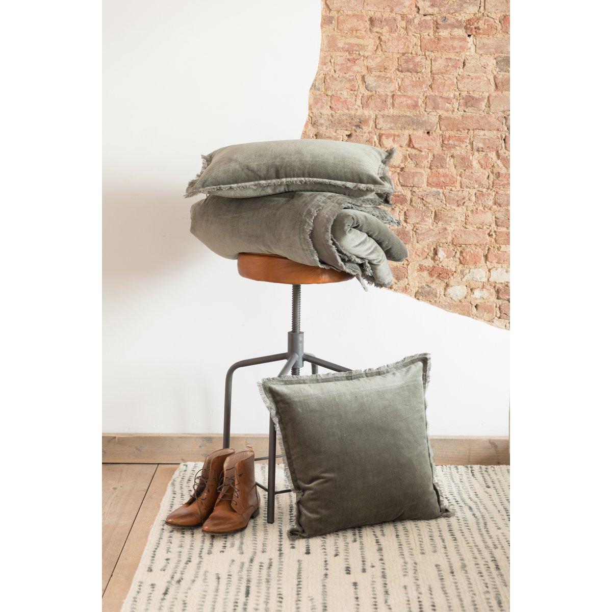 Coussin uni Fara Thym 45 x 45